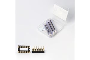 CHIPNEW Gold Plating DIP-14 Sockets,2.54MM Round Hole Round Pin Machined Sockets,PIN is Strong and Unbreakable Breadboard and PCB Compatible,for OP-AMP IC, Prototyping Circuits，MCU Straight Socket