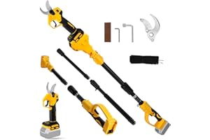 F FINEC Electric Pruning Shears Compatible with DeWalt 20V Max Battery, 2-in-1 Cordless Garden Shears with 6.56FT Extension Pole, 30mm Cutting Diameter Cordless Pole Pruner Garden Tool(Battery Not Included)