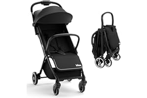 INFANS Lightweight Baby Stroller, Ultra-Compact Fold Airplane Ready Travel Stroller, One-Hand Gravity Fold Near Flat Recline Seat, Foldable Toddler for Infant 0-36 Month