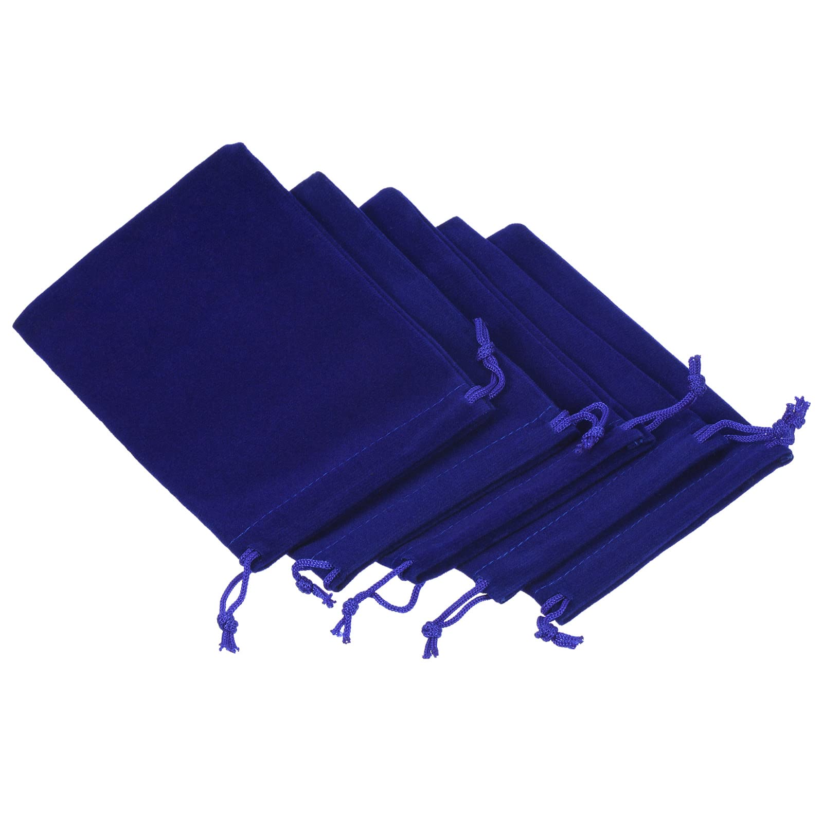 PATIKIL 14x10cm Microfiber Pouch, 5Pcs Soft Storage Drawstring Gift Bag for Glasses Wedding, Dark Blue