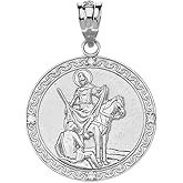 925 Sterling Silver St. Martin Of Tours Round Medal CZ Pendant (1.15")