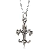EnCharmed Sterling Silver Fleur de Lis French Lily Flower Symbol Charm Necklace, 18"