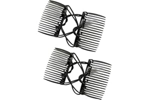 2Pcs Hair Combs Double Slide Clips, Black Elastic Adjustable, Stretchy Double Comb Hair Clip, Hair Care Styling Tools