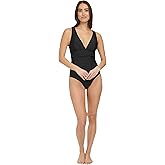 Tommy Hilfiger Women's Micro Ruffle Over The Shoulder Everyday Basic One Piece