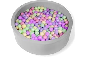 FUBOTRAD Baby Ball Pit for Balls 35.4" x 11.8" Round Foam Ball Pits for Kids Toddlers Soft Play Equipment - Balls NOT Included (Light Gray)