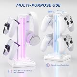 KDD Headset Stand w/ Controller Hook 9 Light Modes White Gaming Desk PC PS5 view 4
