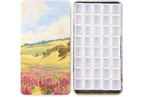 MIFUNER Portable Watercolor Tins Paint Palette with 40Pcs Empty Half Pans and Magnetic Squares, Small Travel Metal Paint Box with Acrylics Painting Art Drawing. Massif