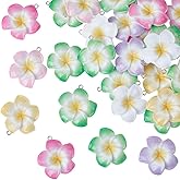 BEAMARKER 30Pcs 7 Colors Opaque Resin Flower Charms Assorted Flower Resin Pendants Floral Dangle Charms for DIY Necklace Bracelet Earring Craft Jewelry Making with Platinum Iron Loop