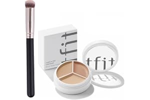 CAPPUVINI TIFITM 3-in-1 Contouring and Brighten Concealer Palette with 270 Concealer Brush, TIFIT 3 Color Concealer Cream, TIFI Artistic Tri-Color Face Concealer Full Coverage Waterproof Sweatproof (1 Pack)