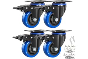 ENYKE 3 Inch Caster Wheels, Casters Set of 4 Heavy Duty with Brake, Safety Dual Locking Casters, No Noise Wheels with Polyurethane Foam, Load 1000LBS (Two Hardware Kits Included)