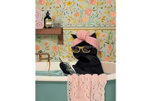 Canrichshop Black Cat Adult Paint by Number,Funny Bathing Cat Adults' Paint-by-Number Kits,DIY Acrylic Paint Kit for Adults Beginners Unframed,Easy Paint by Numbers Canvas for Decor 16x20inch