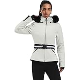 GSOU SNOW Women's Ski Jacket Snowboard Warm Winter Short Slim Snow Coat Jacket Mountain Windproof Waterproof Insulated Hooded