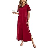 Ekouaer Women's Full Length Short Sleeve Nightgown