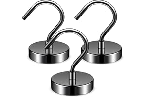 Junarter 3 Pack Heavy Duty Magnetic Hooks 60LBS Neodymium Magnet Hooks for Hanging, Strong Black Magnetic Hooks, Magnet with Hooks for Cruise, Grill, Towel, Kitchen Indoor Hanging