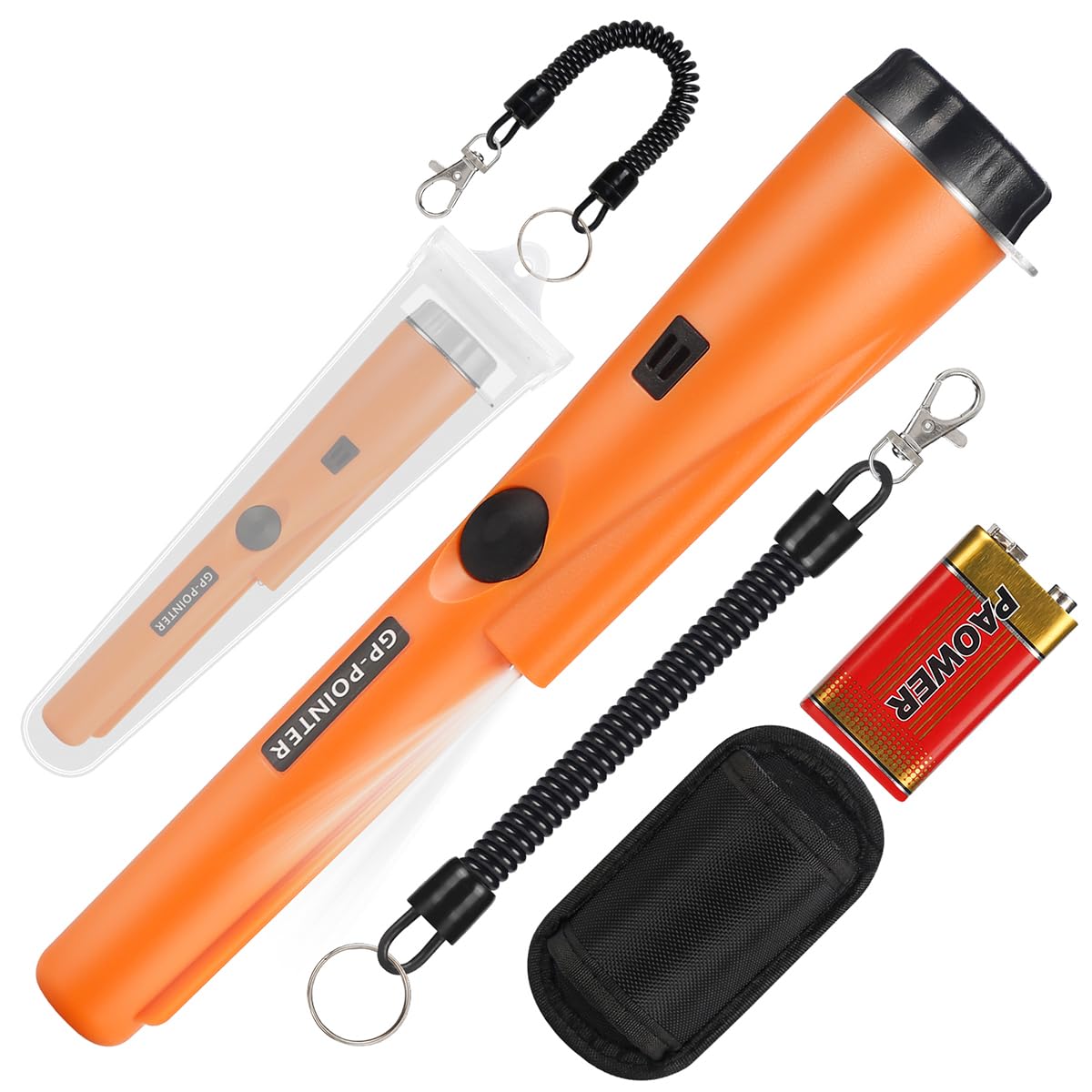Metal Detector Pinpointer for metal detecting,Treasure Hunting, 360°Search Gold Treasure Pinpointing Finder Probe with Belt,Holster, LED,Waterproof Tool Accessories for Adults,Kids (Orange)