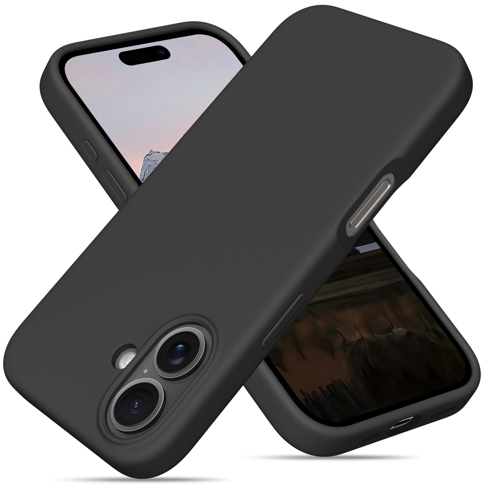 OitiYaa Liquid Silicone Case for iPhone 16 Case,Full Body Protective Cover with 4 Layer Shockproof Structure, Soft Ultra Slim Phone Case with Anti-Scratch Microfiber Lining, 6.1 inch, Black