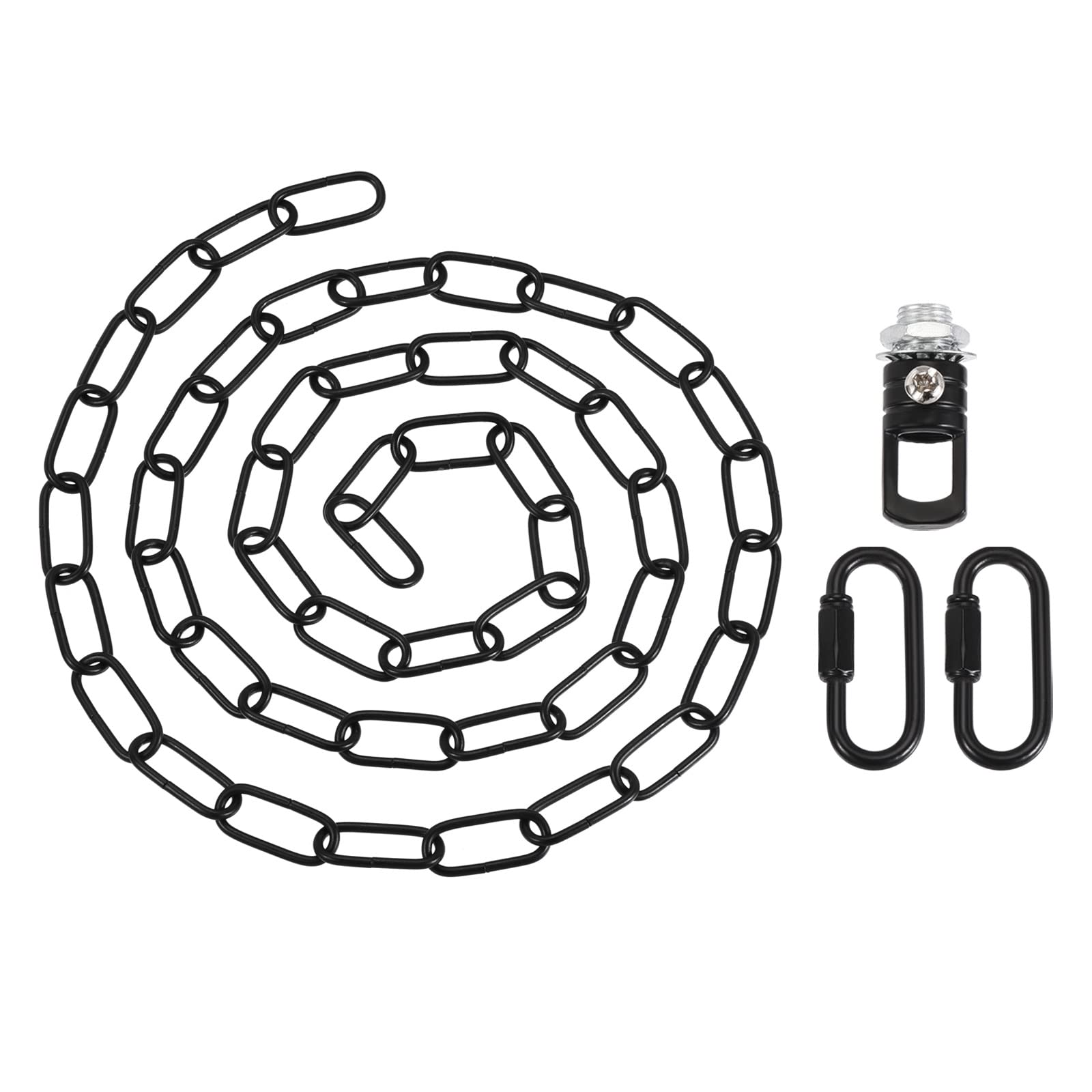 YOKIVE 1 Set Pendant Light Fixture Chain, 4mm Thick Chandelier Hanging Link with Connector Hooks Ring, Great for Ceiling Lights, Lamps (Black, 80-Inch)