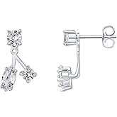 PAVOI 14K Gold Plated Cubic Zirconia Earrings Jacket for Women - Sterling Silver Posts Dainty CZ Front and Back Double Studs - Statement Ear Jacket Earrings for Women