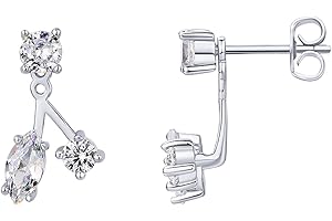 PAVOI 14K Gold Plated Cubic Zirconia Earrings Jacket for Women - Sterling Silver Posts Dainty CZ Front and Back Double Studs - Statement Ear Jacket Earrings for Women