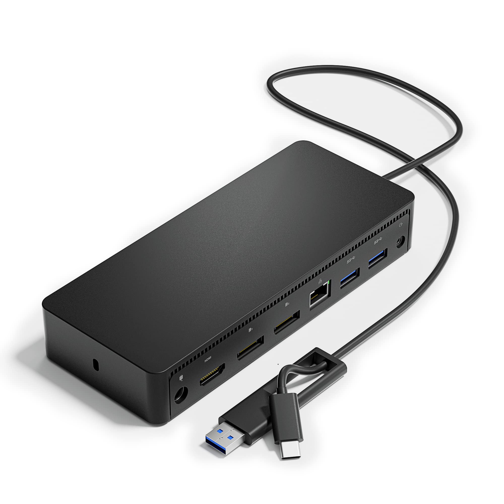 Photo 1 of D6000 Universal Docking Station, USB 3.0 and USB C Single 5K or Triple 4K Display Docking Station with two DisplayPort and HDMI for Windows and Mac (2DP, 1HDMI, 4USB3.0, 1Audio, 1USB C, 1Speaker out)
