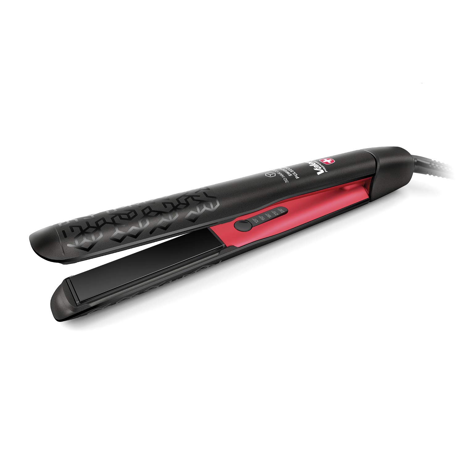 Valera, Swiss'X Pulsecare 101.20/I, Professional Hair Straightener for Straight and Curl Hair, with ioniser, Quick Heating, Electronic Temperature Control, 3 m Cable, 120-230°C, 100-240 V, Swiss Made