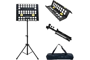 HOSEYIN Music Stand - Portable Folding Music Stand, Adjustable Height, Durable and Sturdy for All Instruments, Comes with Carrying Bag(Black)