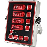 HUOYANSHE Commercial Kitchen Timer, 4-Channel Rechargeable Digital LED Stainless Steel Countdown Timer, Up to 200 Hours Runtime, Loud Alarm, for Restaurants, Bakeries &amp; Cafes