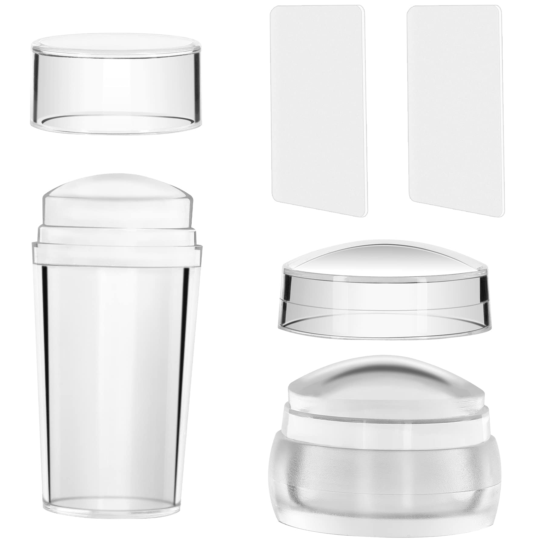 JUNEBRUSHS 2 Set Clear Silicone Nail Stamper Set Transparent Visible Body Jelly Nails Art Template Tools with Scraper for DIY Nail(Single head)