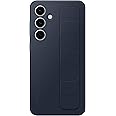 SAMSUNG Galaxy S24 FE Standing Grip Phone Case, Protective Silicone Cover with Hand Strap, Hands-Free Kickstand, Soft Touch, Durable Design, US Version, Blue Black