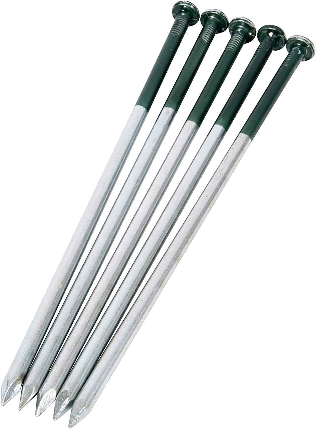 KAHEIGN 50Pcs Heavy Duty Artificial Grass Nails, 5mm x 150mm Round Head Galvanised Nails Astroturf Fake Lawn Fixing Steel Nails for Hardcore or Stoney Ground (Half Green)