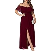 Pinup Fashion Women Plus Size Bridesmaid Dresses - Off The Shoulder Formal Wedding Guest Bridal Shower Long Dress