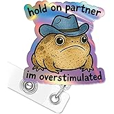 Funny Badge Reel, Cute Cowboy Frog ID Badge Reels Retractable Holder Glitter with Alligator Clip for Pediatric Decorative Nurse Nursing Office Worker Student Teacher Mental Health Doctor