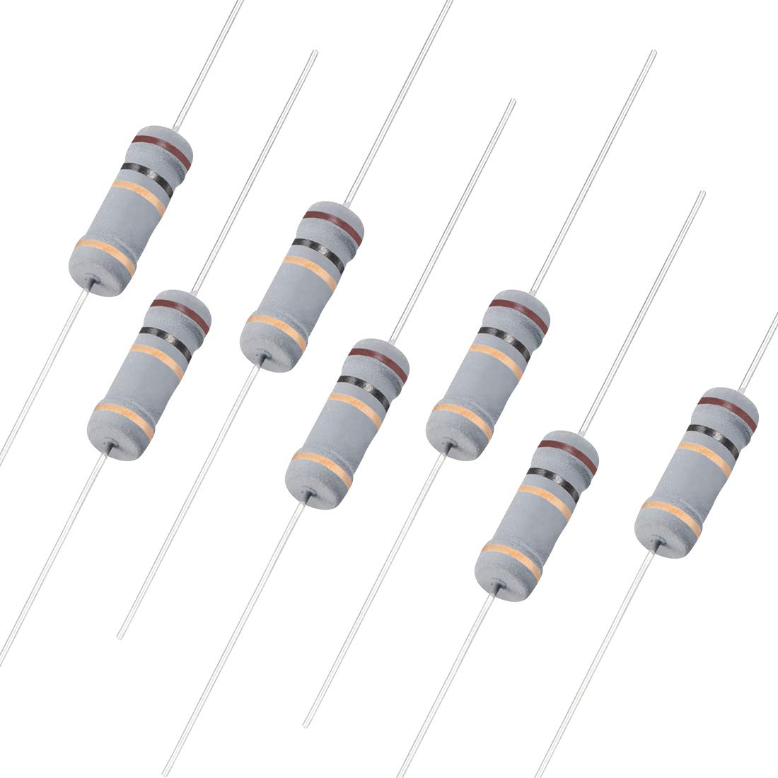Sourcingmap 50Pcs 1 Ohm Resistor, 2W 5% Tolerance Carbon Film Resistors, 4 Bands for DIY Electronic Projects and Experiments