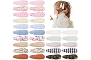YHXX YLEN 30 PCS Girl Hair Clips Floral Print Toddler Hair Clips 2.2in Non Slip Wrapped Snap Hairpins for Kids Barrettes Hair Accessories for Baby Toddler Girls