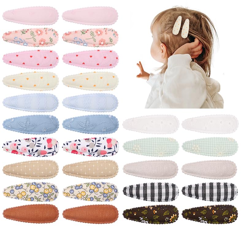 Photo 1 of 30 PCS Girl Hair Clips Floral Print Toddler Hair Clips 2.2in Non Slip Wrapped Snap Hairpins for Kids Barrettes Hair Accessories for Baby Toddler Girls