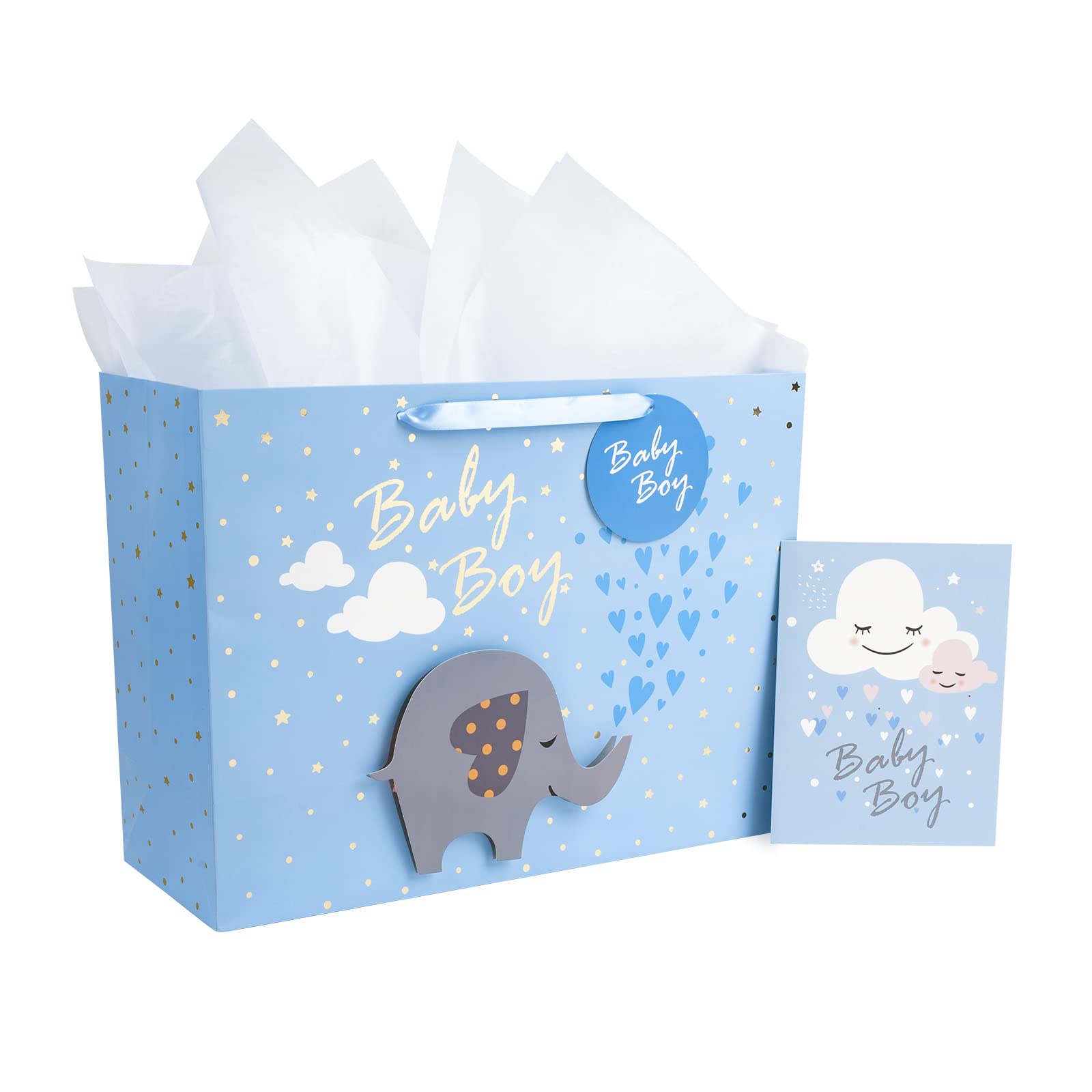 Loveinside Extra Large Gift Bag with Gift Card and White Tissue Paper - Baby Boy 3D Making Design - 40.7 × 15.3 × 30.5 cm