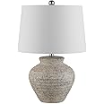 SAFAVIEH Lighting Collection Ledger Rustic Farmhouse Light Grey Ceramic 23-inch Bedroom Living Room Home Office Desk Nightstand Table Lamp (LED Bulb Included)
