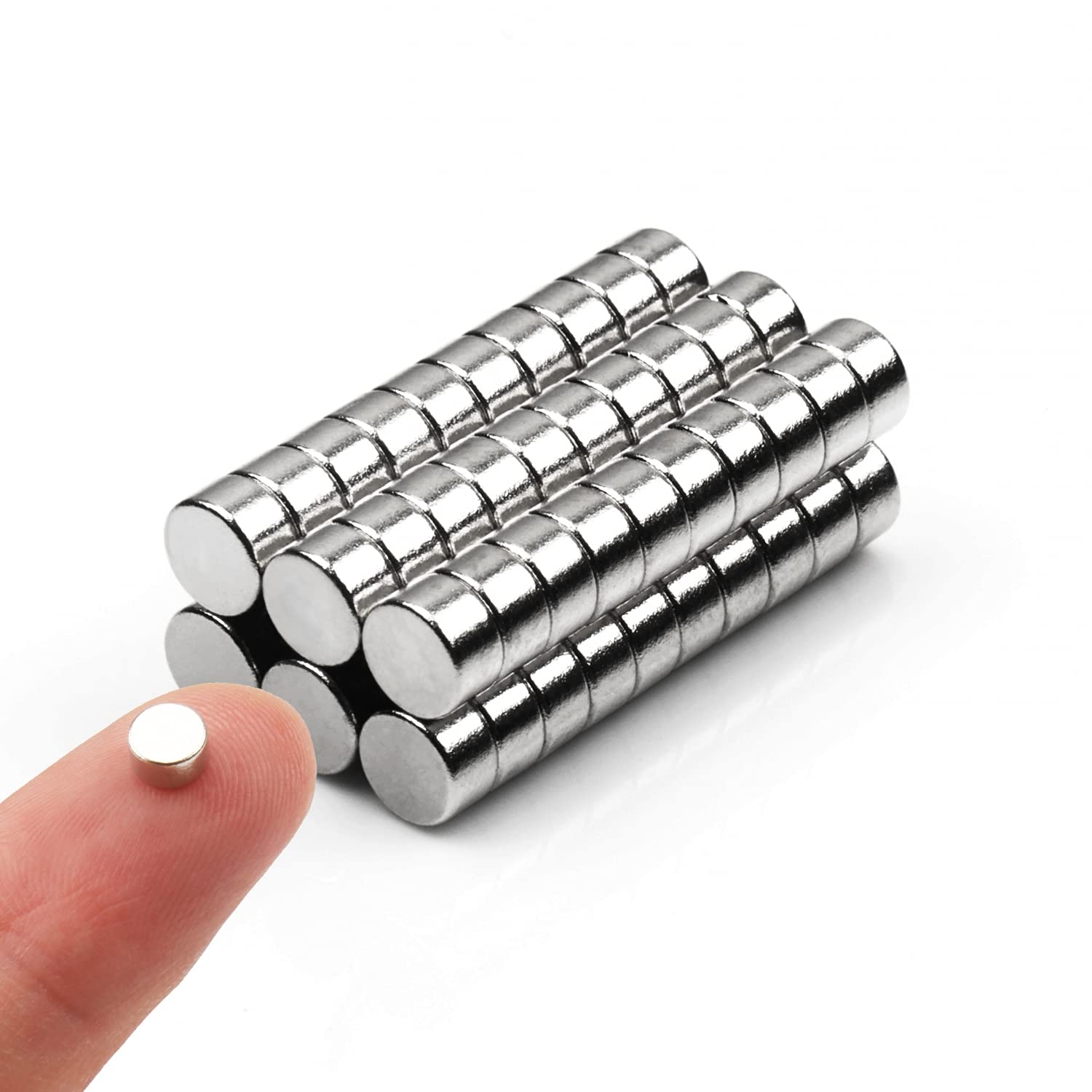 Deryun 60 Pack Round Refrigerator Magnets, Small Cylinder Fridge Office Whiteboard Durable Little Miniature Tiny Mini Magnets for Crafts,Silver,5x3-60 — image 1