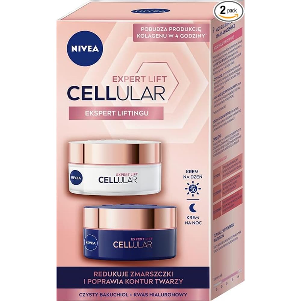 NIVEA Cellular Expert Lift Anti Folding Cream Set for Day and Night SPF 30, 2 x 50 ml, Pack of 2