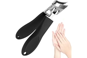 Ultra Stainless Steel Angled Nail Clippers - Wide Jaw Opening, Anti-Splash, Bevelled Curved, Slanted Nail Clippers for Men an