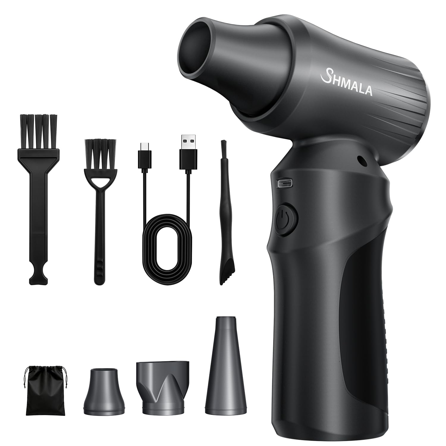 Photo 1 of SHMALA Compressed Air Duster – Super Powerful 300,000 RPM Cordless Air Duster, Rechargeable Brushless Motor, 3-Speed Adjustable, Portable Air Blower for Keyboards, PCs, Laptops, Cars, Home & Office