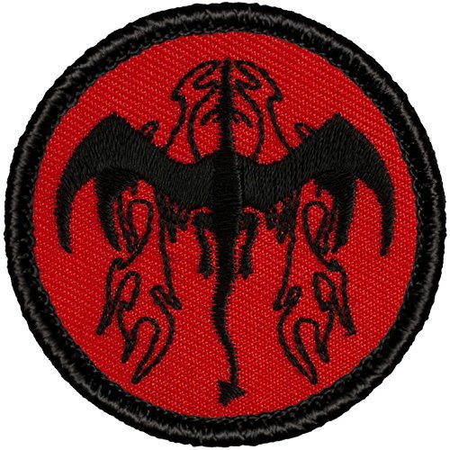Retro Red and Black Flame Breathing Dragon Patrol Patch - 2