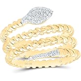 Jewels By Lux 14K Yellow Gold 1/8Cttw Natural Diamond Gift Snake Ring