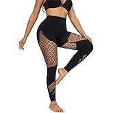 BampooPanPa Women's Fishnet Seamless Tights High Waisted Tummy Control Workout Leggings Pants