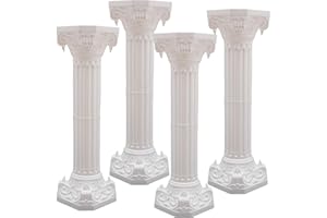 PINELICORN 4PCS White Roman Columns Set, Roman Pillar, Wedding Pillars, Hollow Column Flower Stand for Wedding Roman Column Pillars for Party Event Decor, Flower Pot Columns and Pillars 10.63x34.65in (Type A)