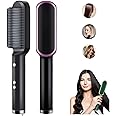 2023 New Negative Ion Hair Straightener Styling Comb, 5 Temp Settings 2 in 1 Hair Straightener Brush and Curler, Portable Electric Straightening Comb 10s Fast Heating & Anti-Scald for Women Thick Hair