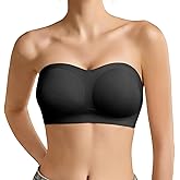 Megida Strapless Bra for Women Bandeau Bras Wireless Seamless Padded Tube Bra Non-Slip Silicone Invisible Bralette