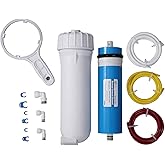 Huining 3012-400GPD Reverse Osmosis Membrane Housing Kit with 3/8 1/4 Quick Connector,Water Pipe,Wrench Whole Set Compatible 