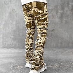 Kodaruber Mens Stacked Jeans Slim Fit Ripped Skinny