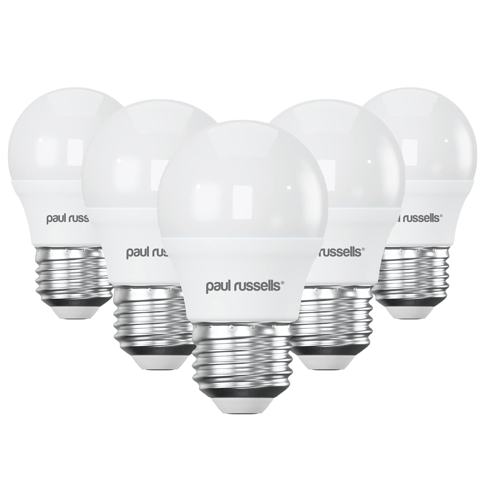 paul russells LED Light Edison Screw E27, 40w Equivalent, 4.9W 470 Lumens LED Bulbs, 2700K Bright Warm White, Mini Globe Frosted G45 ES Golf Ball Energy Saving (Not Dimmable) Lightbulbs, 5 Pack